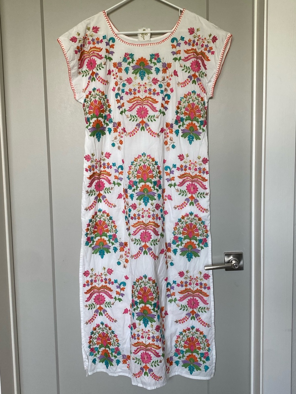 Nimo with love 100% organic cotton floral embroidered kaftan dress medium - Picture 2 of 9